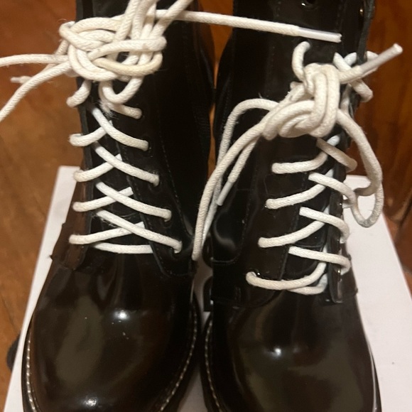 Jeffrey Campbell Refresh Black Box Leather Platform Chunky Lace-Up Ankle Booties - Picture 5 of 7